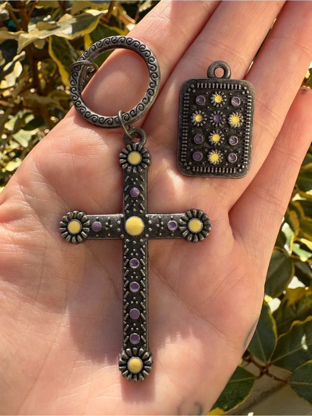 Whimsigoth matching cross keychain and pendant